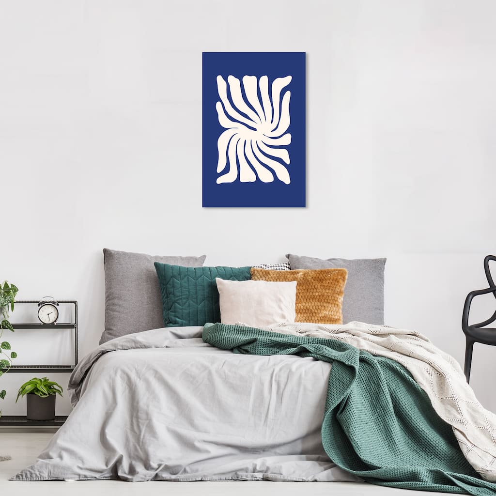 Wynwood Studio Canvas Abstract Abstract Floral Stamp Blue and Modern & Contemporary Wall Art Canvas Print