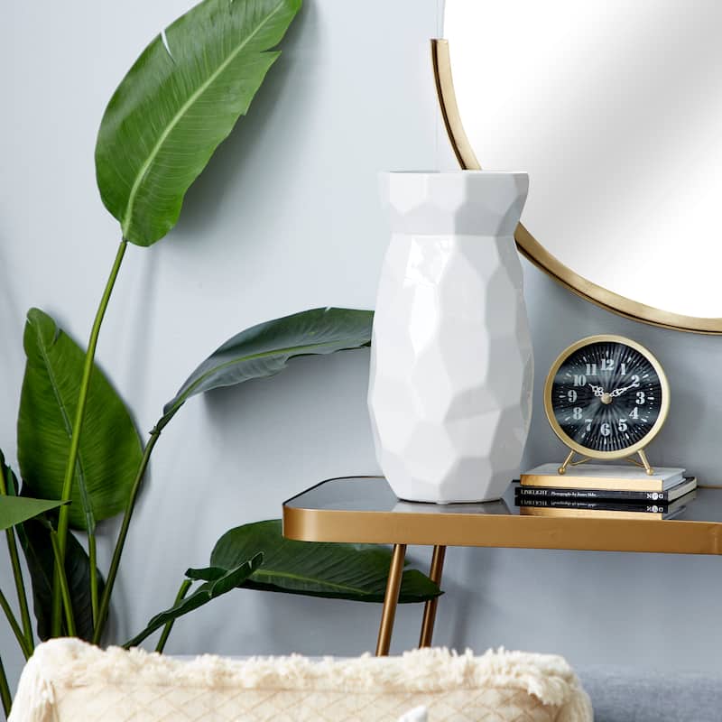 CosmoLiving by Cosmopolitan White Ceramic Geometric Vase