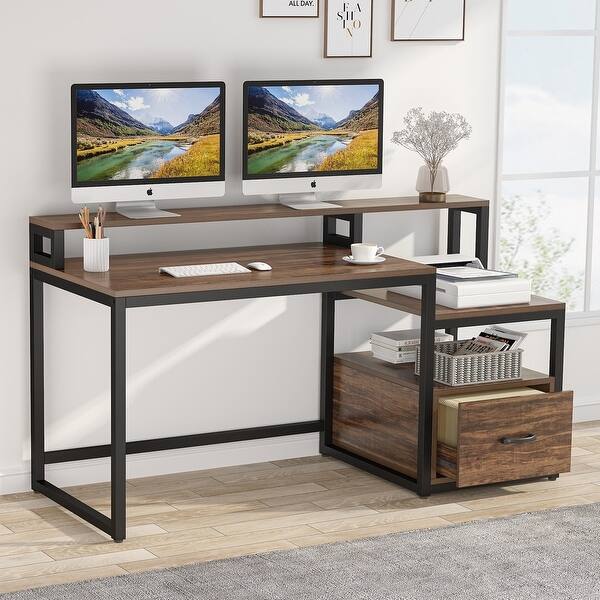 pic Computer Desk With File Drawer And Storage Shelves usd