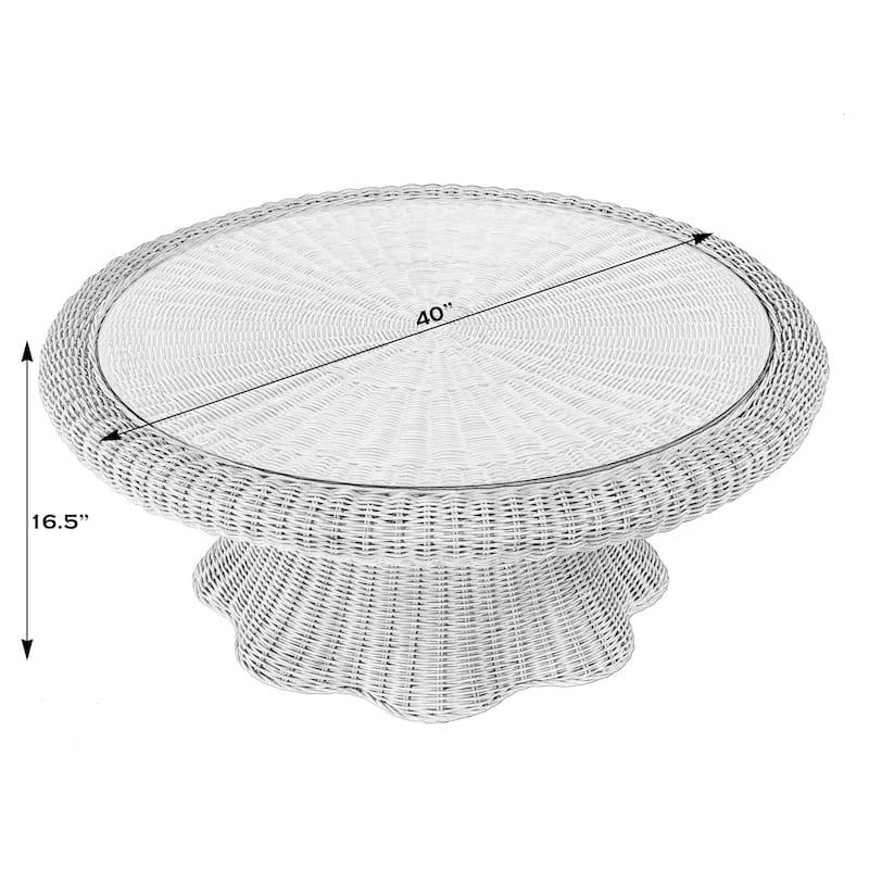 Flora Rattan Scalloped Coffee Table