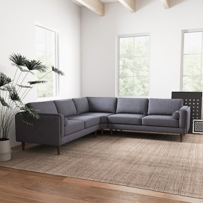 Flavia Mid Century Modern Pillow Back Symmetrical Corner Sofa