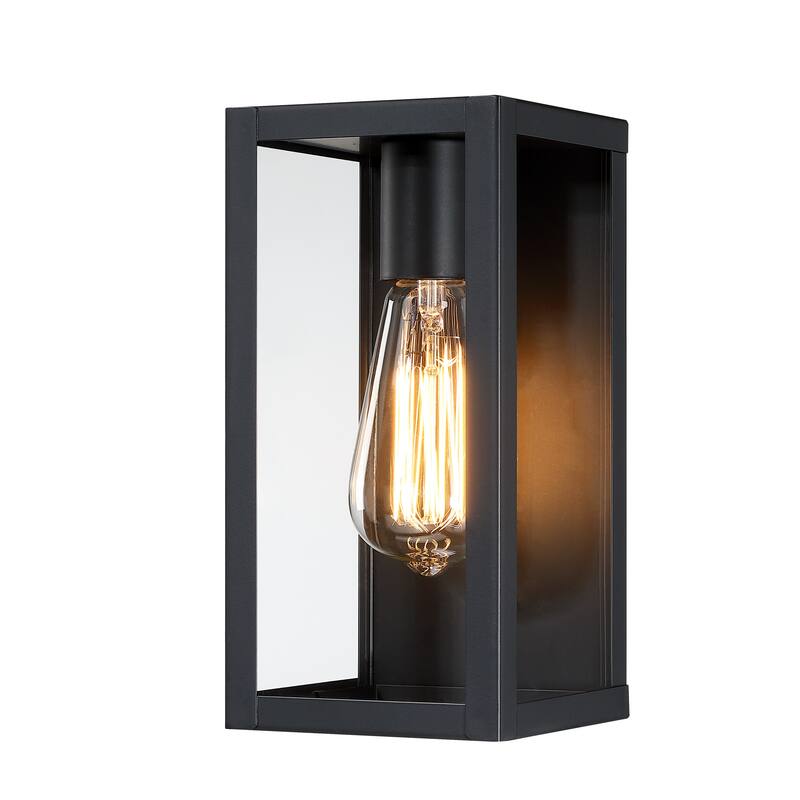 1-Light 12.76in Outdoor Wall Light with Matte Black Finish & Clear glass shade