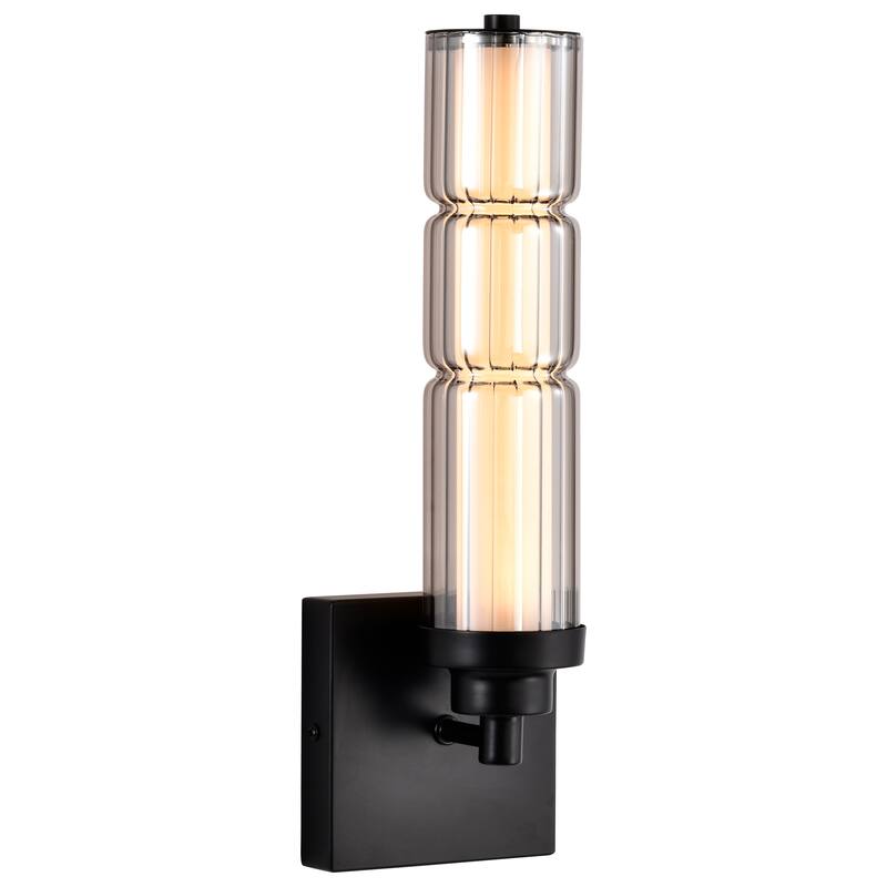 Evander LED Wall Sconce Matte Black Finish Smoked Glass - Matte Black