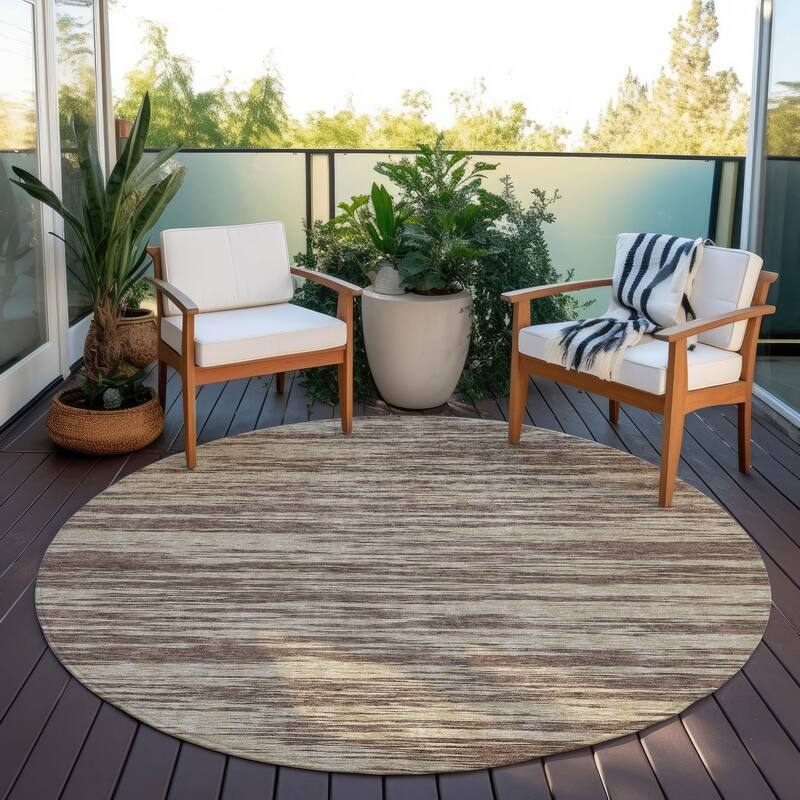 Machine Washable Indoor/ Outdoor Casual Ombre Chantille Rug - Brown - 8' x 8'