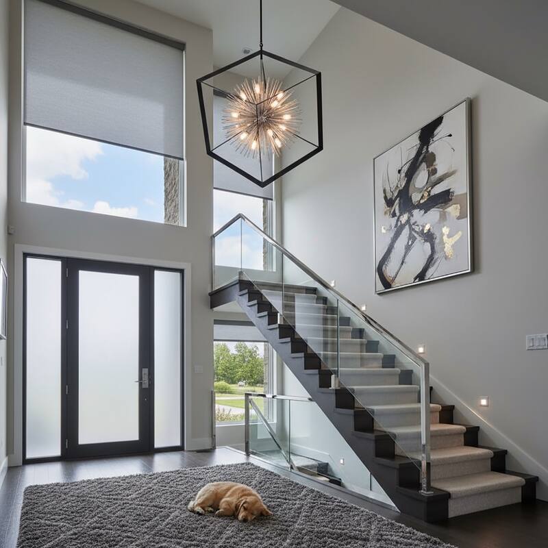 Artcraft Sunburst - Chandelier - 12-Light - Matte Black/Chrome