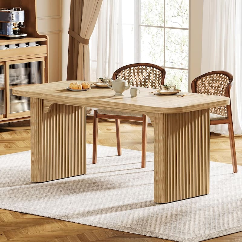 62-Inch Wood Dining Table for 4-6 People Modern Rectangular Kitchen Table for Dining Room Living Room