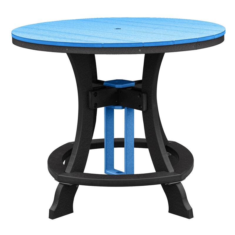 OS Home and Office Five Piece Round Counter Height Dining Set in Blue on a Black Base