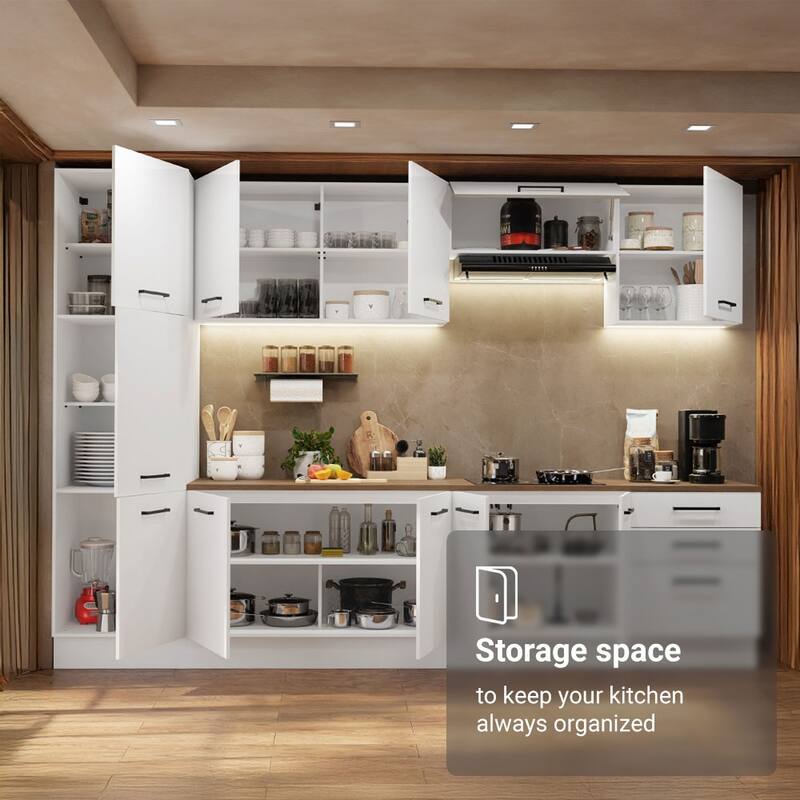 Madesa Hazel Kitchen Set 126"L Multiple Compartments - White