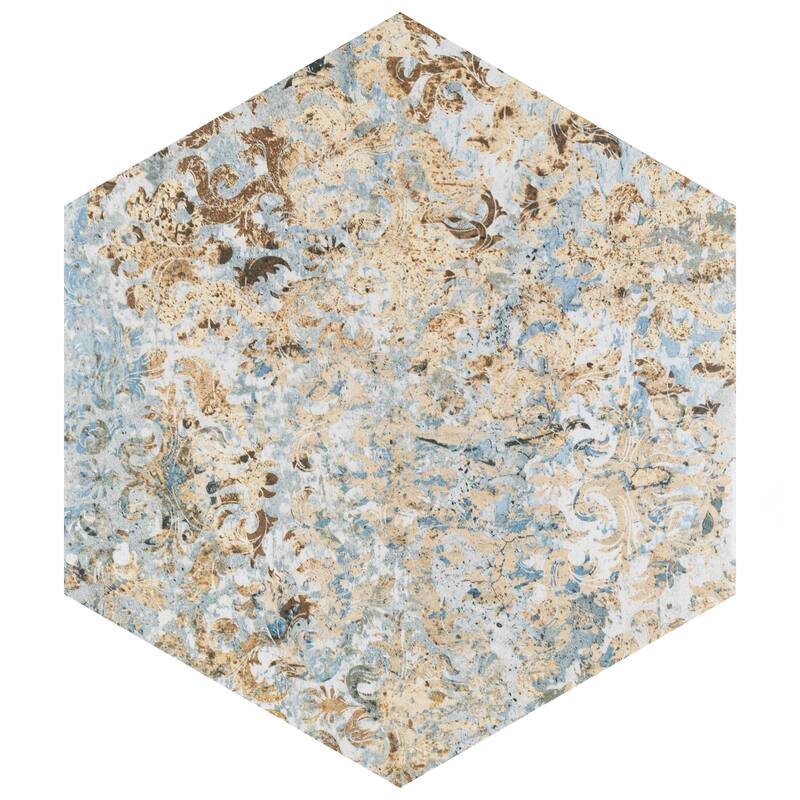 Merola Tile Carpet Hex Tapestry Natural 9-7/8" x 11-1/4" Porcelain Floor and Wall Tile