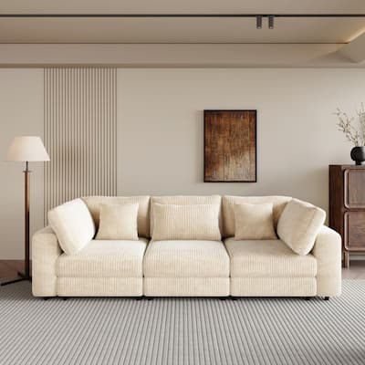 3 Seater Sofa with Removable Back Cushions and 5 Pillows
