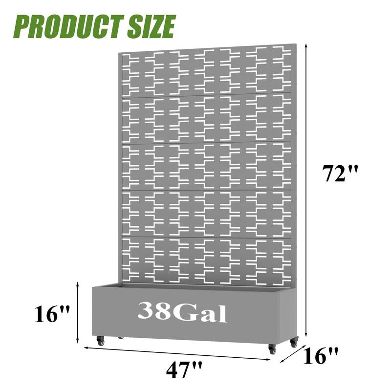 Metal Planter Box with Trellis Privacy Screen Planter Box with Lockable Wheels
