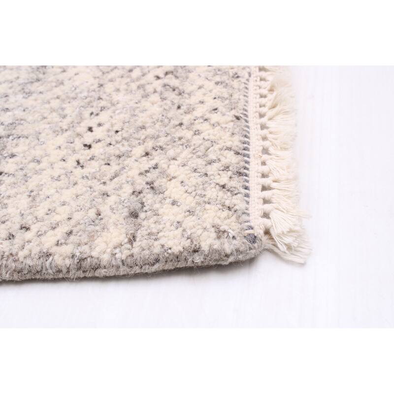 ECARPETGALLERY Hand-knotted Silk Shadow Light Grey Wool Rug - 4'0 x 6'2