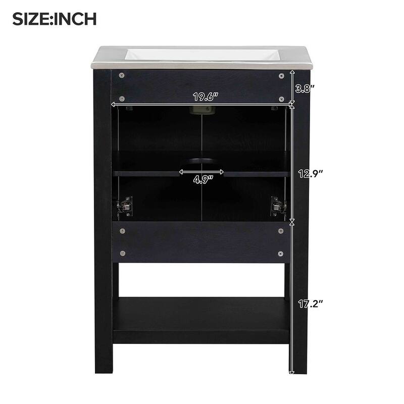 24"/36" Antique Finish Bathroom Vanity Cabinet with Ceramic Sink