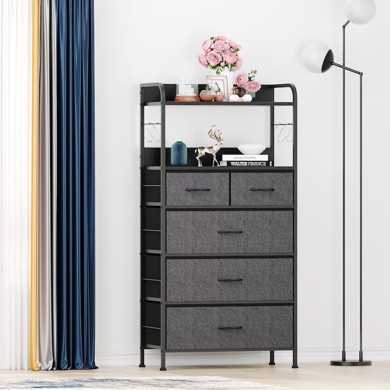 5 Dresser Drawers for Bedroom with Shelves