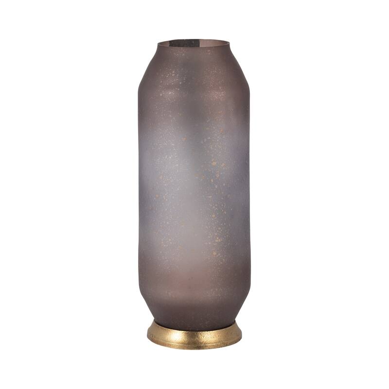 Sagebrook Home Glass Blush Cylinder Textured Metallic Detail Vase