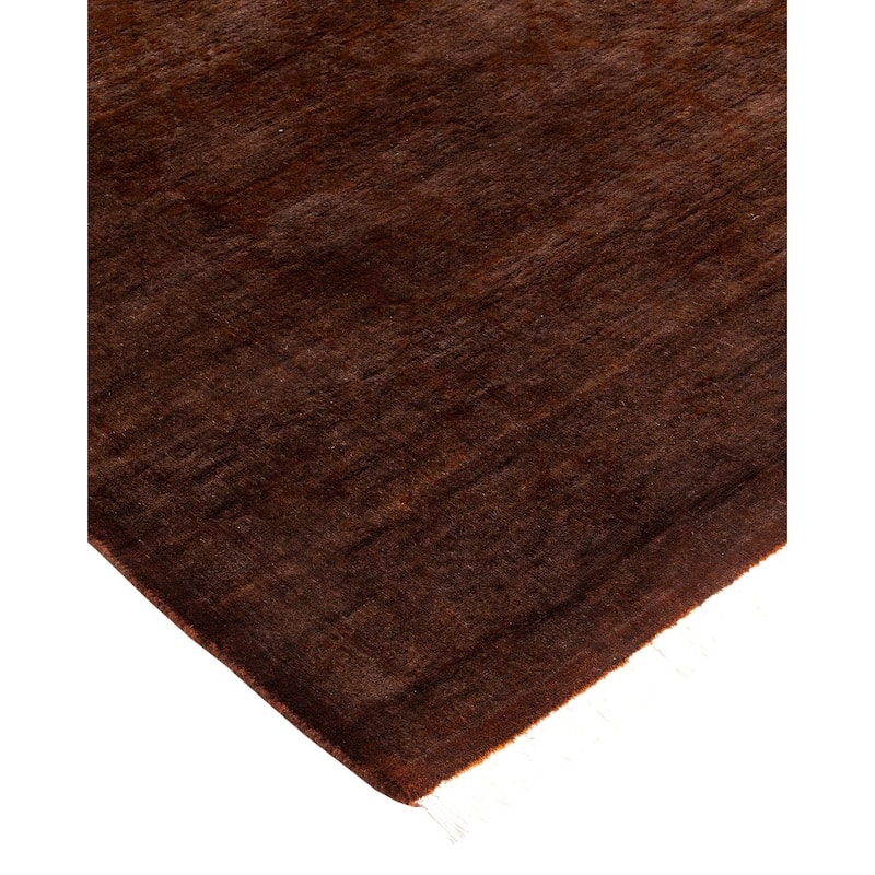 Overton Hand Knotted Wool Vintage Inspired Modern Contemporary Overdyed Brown Area Rug - 4' 2" x 6' 6"