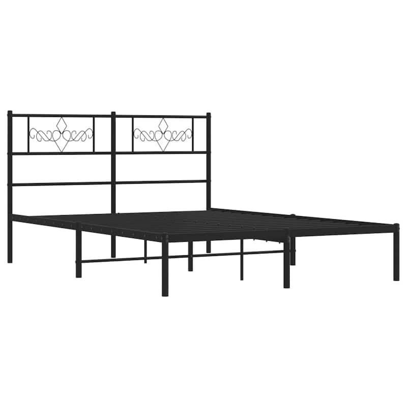 vidaXL 12 Inches Black Full Size Metal Bed Frame No Mattress - 77.2" x 55.9" x 35.4"