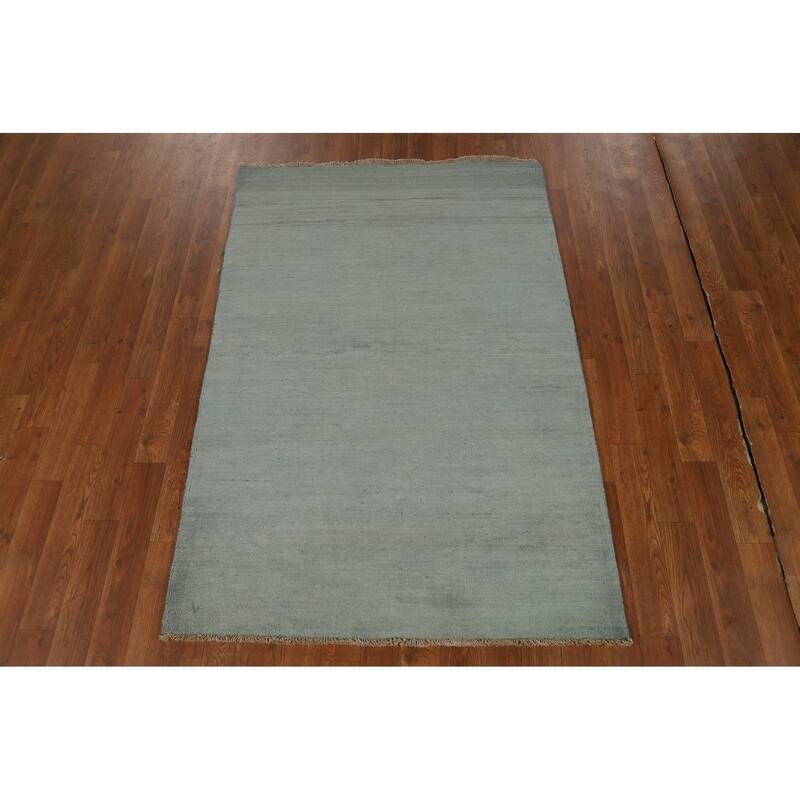 Blue & Green Gabbeh Oriental Foyer Rug Hand-Knotted Wool Carpet - 3'4"x 4'10"