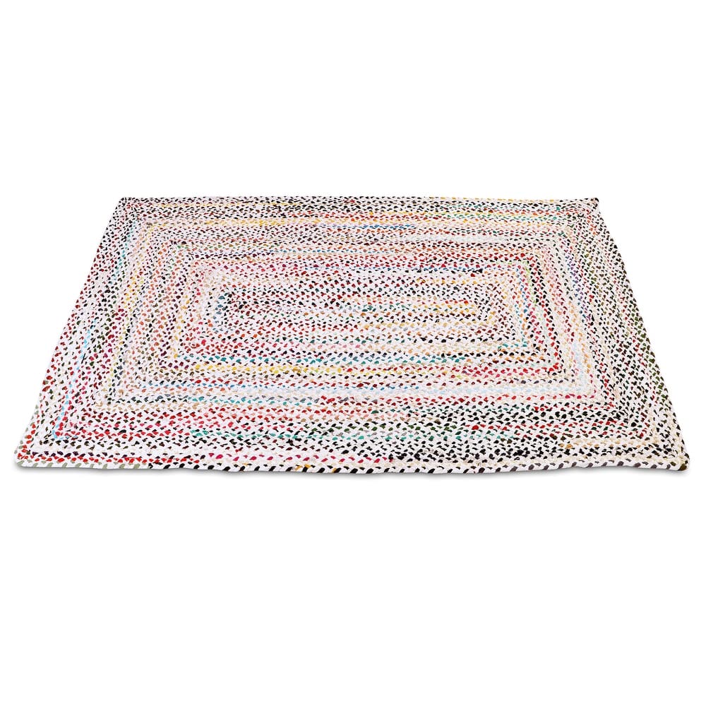 Handmade Braided Cotton Jute Multi-Color Country Area Rugs