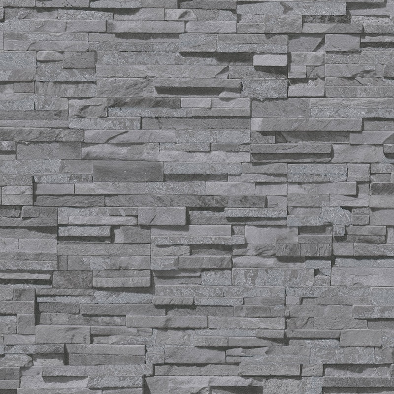 Galerie Wallcoverings Bricks and More Collection Granite Stone Effect Matte Finish Vinyl on Non-woven Wallpaper Roll - 33-feet long x 21-inches wide - Dark Grey
