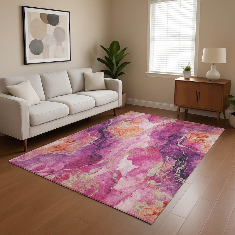 Premium Washable Super Soft Modern Contemporary Mayfield Rug - Garnet - 10' x 14'