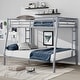 preview thumbnail 19 of 52, Metal Bunk Bed with 2 Built-in Ladders, Twin XL Over Queen/Full XL Over Queen Heavy Duty Bunk Bedframe with Guardrails for Kids Silver - Full XL over Queen