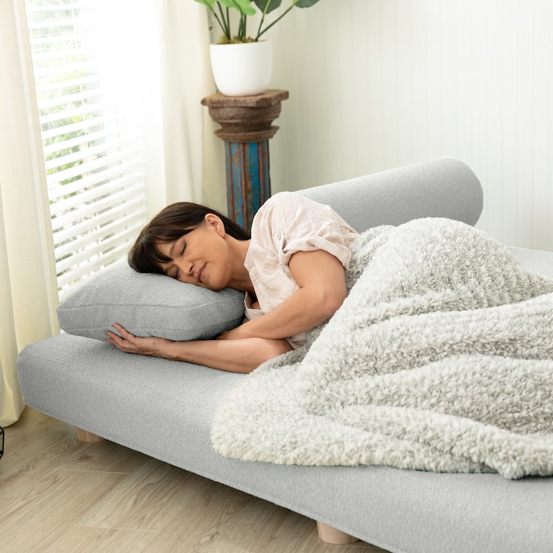 Jaxx Avida Daybed - Fold Out Queen Sleeper - Premium Boucle: Sleek and Modern Lounge for Relaxing and Overnight Guests