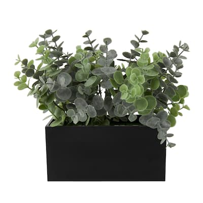 Green Faux Foliage Artificial Plant with Black Melamine Pot