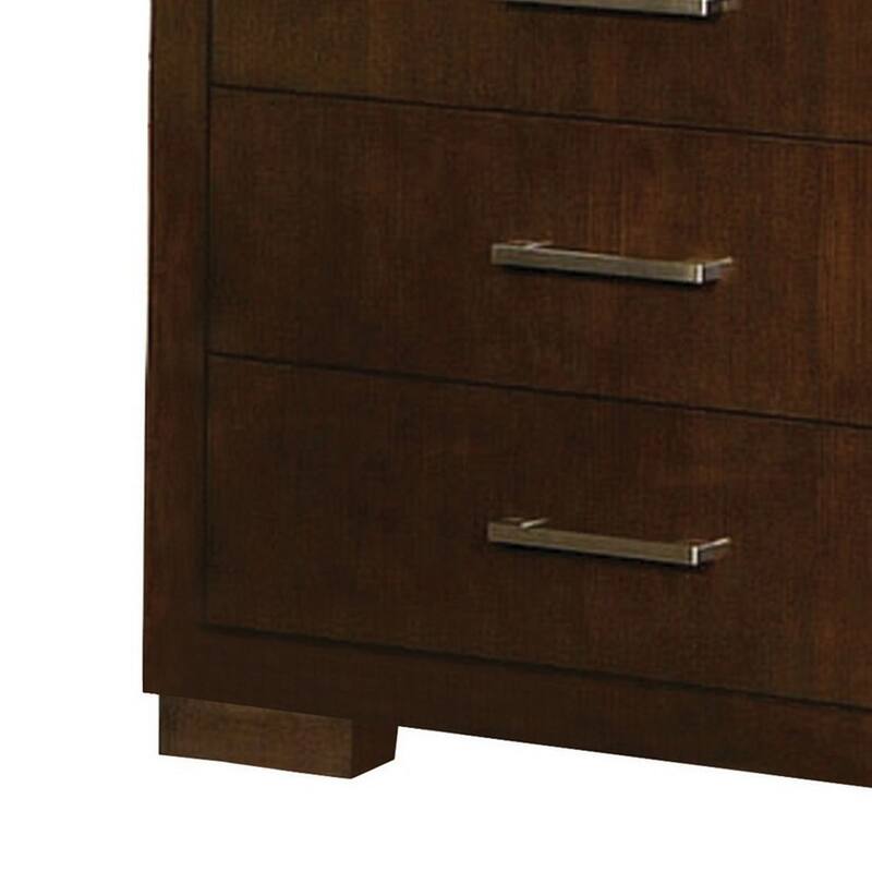 Bela 64 Inch Wide 6 Drawer Dresser, Felt Lined, Silver Handles, Dark Brown