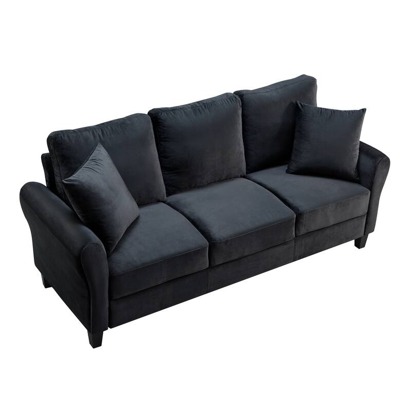 Velvet Couch with 2 Pillow Living Room Furniture 3 Seater Sofa
