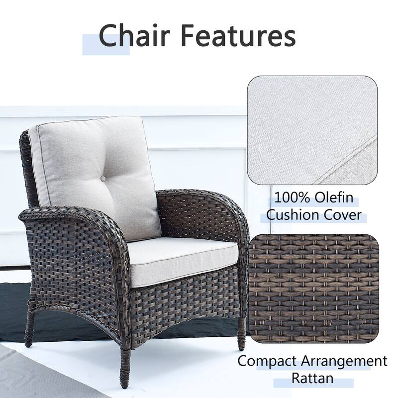 Gymojoy Outdoor Fire Pit Conversation Set, Loveseat Glider Sofa & Chairs - Patio Furniture Set