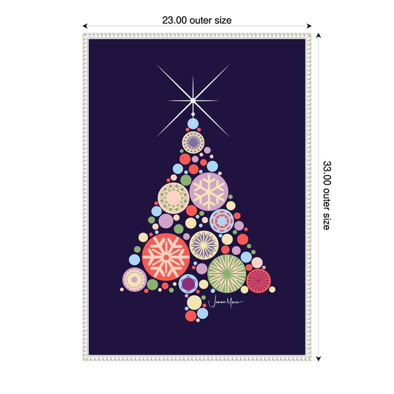Ornament Christmas Tree Night by Jemma Morris (23 x 33 in.), Framed Canvas Wall Art Print - Sylvie Beaded White