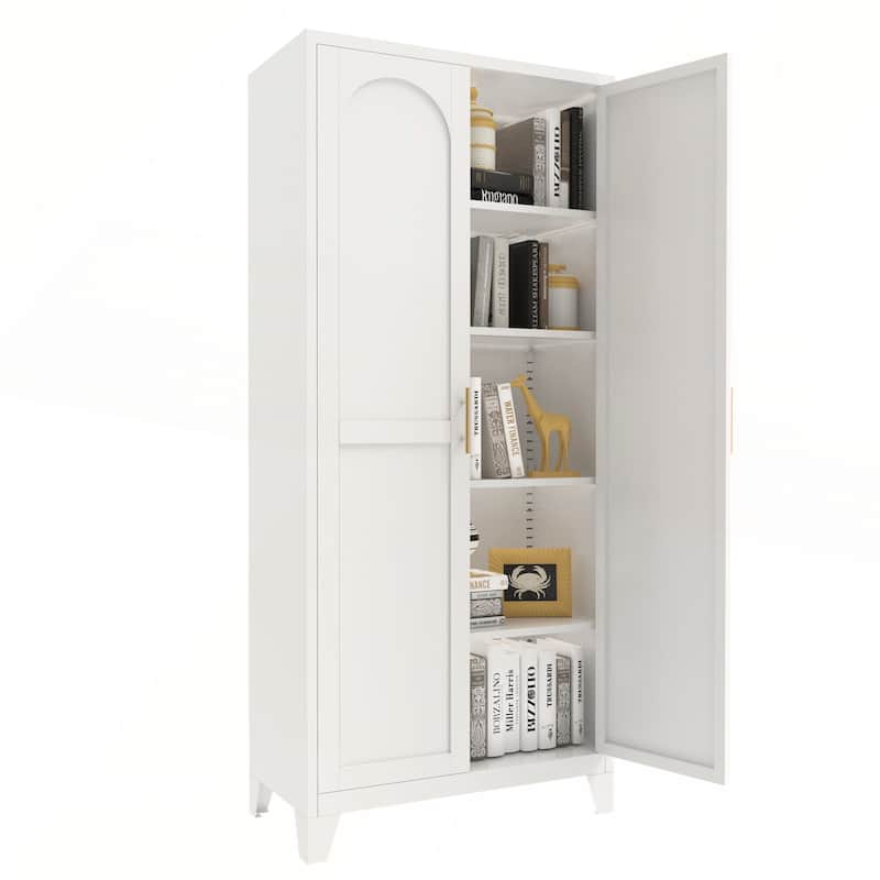 Metal Storage Cabinet with Doors and Adjustable Shelves
