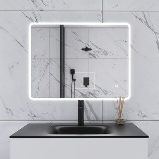 Smart vanity mirror with shop lights and bluetooth speakers