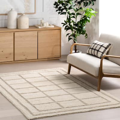 Nuloom Brynne Geometric Blocks Wool Machine Washable Area Rug