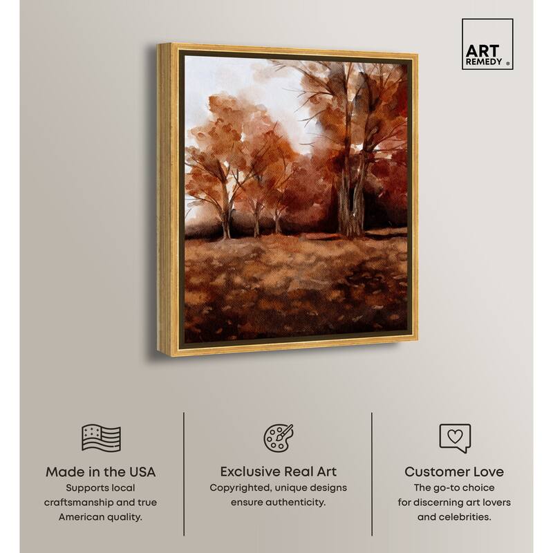 Art Remedy November Landscape Framed Landscape 1 Piece Canvas Wall Art Watercolor Style