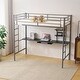 preview thumbnail 3 of 24, Twin Size Metal Loft Bed with Desk and Storage Shelves Black