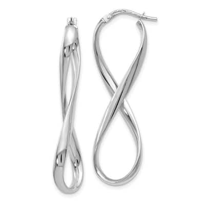 Curata 14k White Gold Twisted Polished Infinity Hinged Hoop Earrings - 46x13mm Wide 3mm Thick