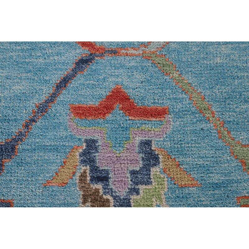 Blue Oushak Area Rug Handmade Wool Carpet - 8'0" x 10'1"