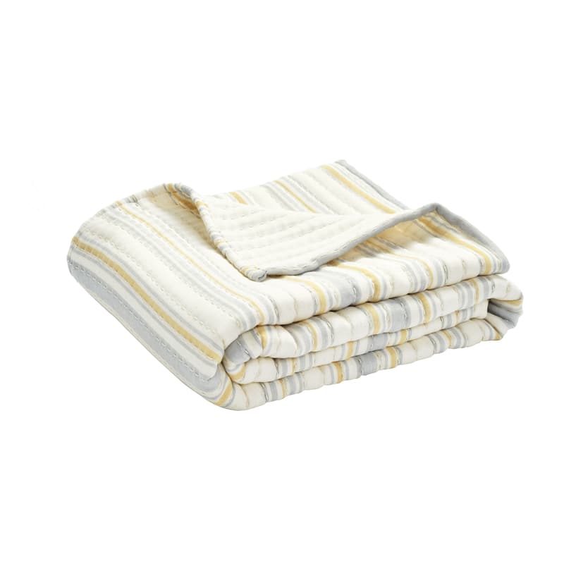Lush Decor Solange Stripe Kantha Pick Stitch Yarn Dyed Cotton Woven Throw Blanket