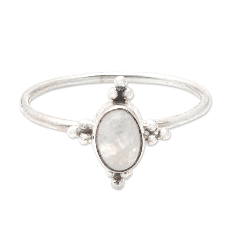 Novica Handmade My Harmony Rainbow Moonstone Single Stone Ring - 5
