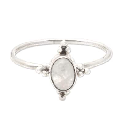 Novica Handmade My Harmony Rainbow Moonstone Single Stone Ring