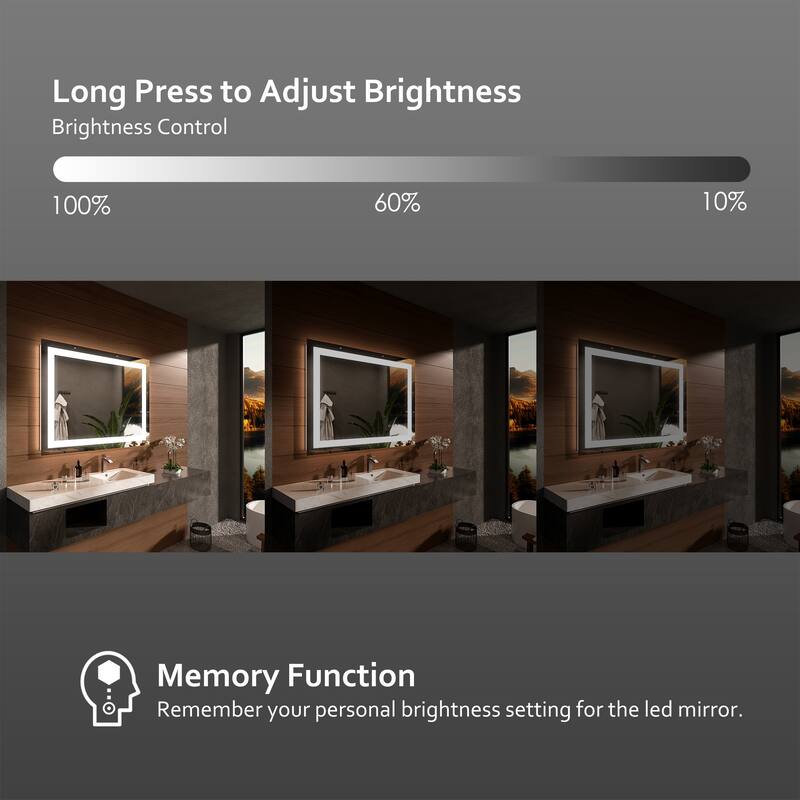 QuivaraView LED lights Frameless Wall Mounted Bathroom Vanity Mirror