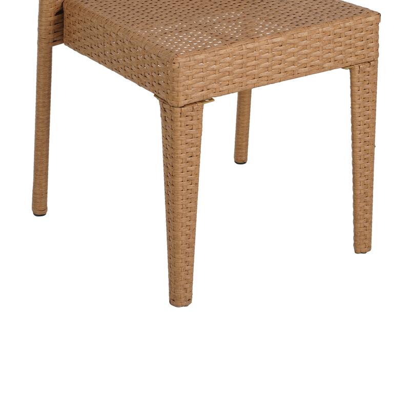 Roomfitters Set of 2 Stackable Outdoor Dining Chairs, Diamond-Mesh PE Wicker with Iron Frame