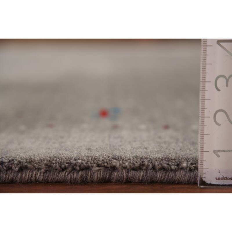Tribal Gabbeh Oriental Area Rug Handmade Grey Modern Wool Carpet - 5'8" x 7'10"