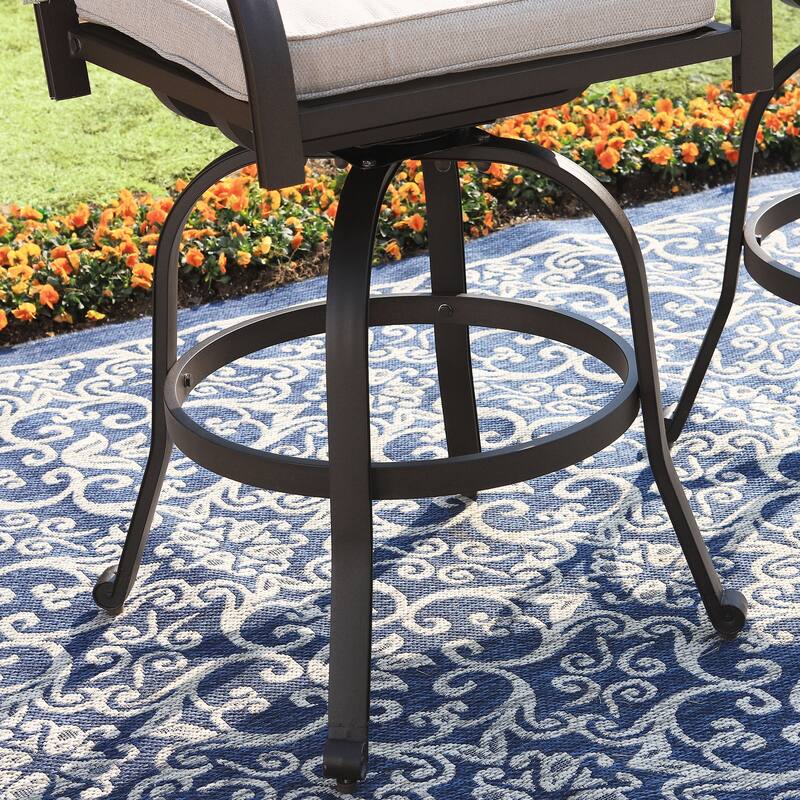 MAISON ARTS 7-Piece Cast Aluminum Patio Bar Stool Set, 6 Swivel Bar Stools and 1 Round Bar Height Table