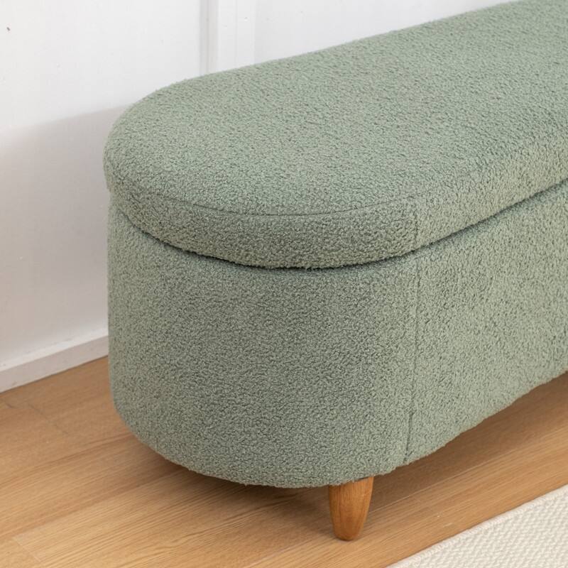 Modern Glam Teddy Fabric Upholstered Storage Ottoman Bench
