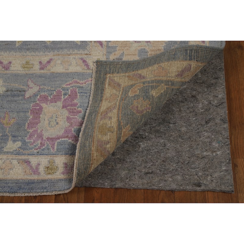 Oushak Turkish Area Rug Hand-Knotted Vegetable Dye Blue Wool Carpet - 9'3" x 11'11"