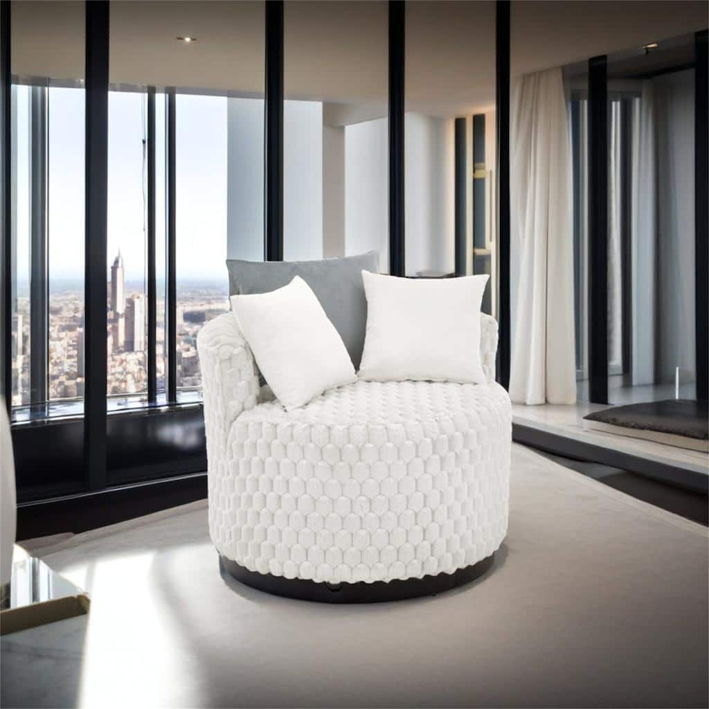 Plush 3D Upholstered Barrel Accent Chair