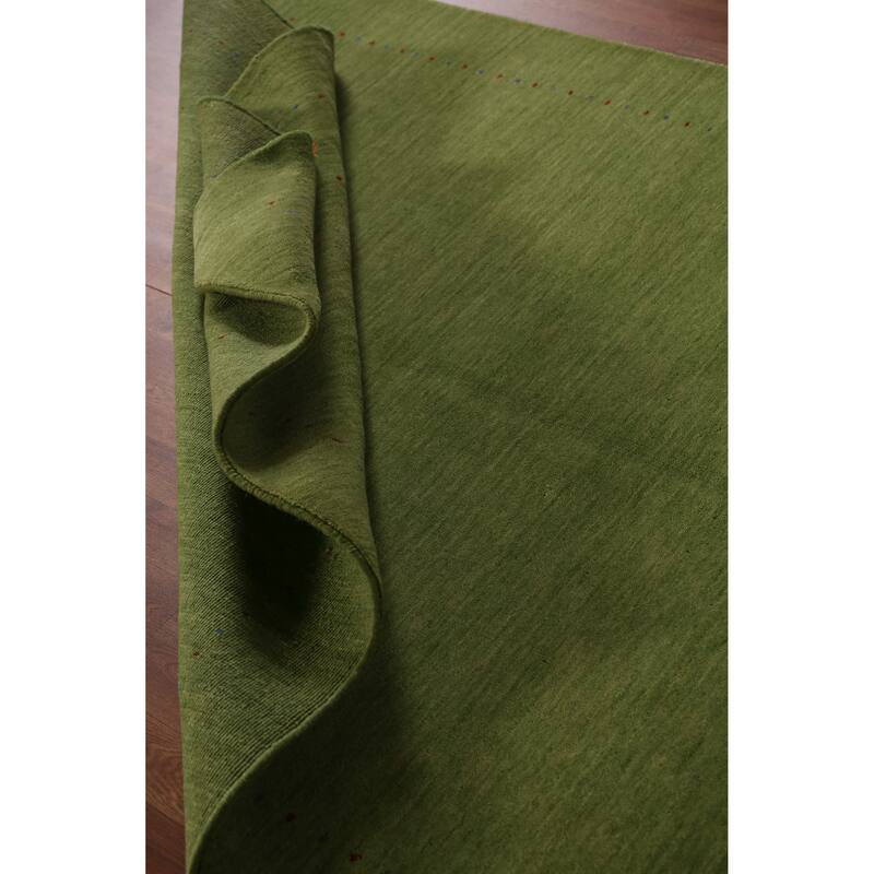 Hand Knotted Oriental 100% Wool Carpet Tribal Animal Pictorial Green Gabbeh Area Rug - 7' 8'' X 5' 4''